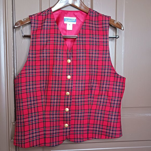 Vintage Pendleton Women's Plaid Wool Vest size 10 - Picture 8 of 8